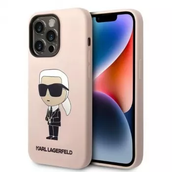 Karl Lagerfeld KLHCP14XSNIKBCP Ikonik Silicone Hard Case for iPhone 14 Pro Max 6,7 inch Pink