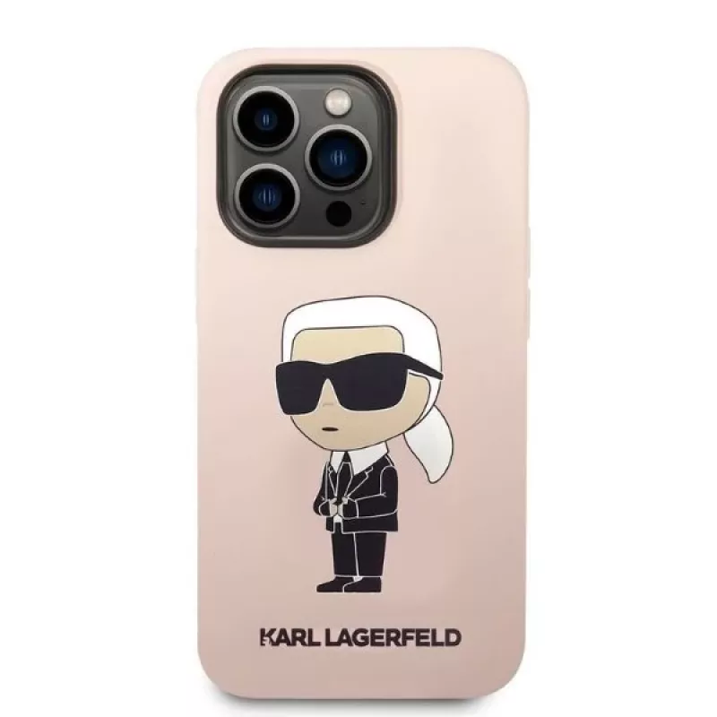 Karl Lagerfeld KLHCP14XSNIKBCP Ikonik Silicone Hard Case for iPhone 14 Pro Max 6,7 inch Pink