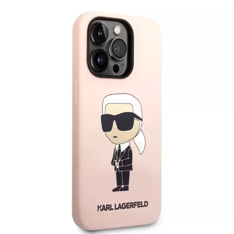 Karl Lagerfeld KLHCP14XSNIKBCP Ikonik Silicone Hard Case for iPhone 14 Pro Max 6,7 inch Pink