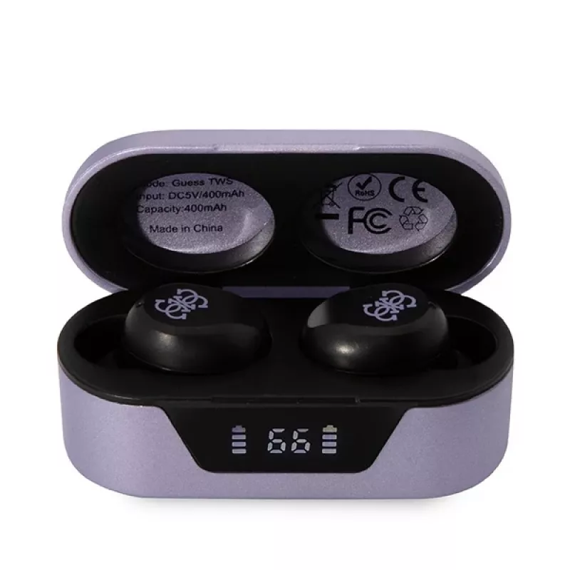 Guess GUTWST31EU True Wireless Stereo Bluetooth 5.3 ausinės su įkrovimo dėklu - Violetinė