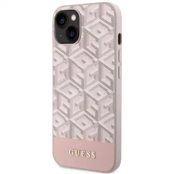 GUESS iPhone 13/14/15 Pink Hardcase GCube Stripes MagSafe