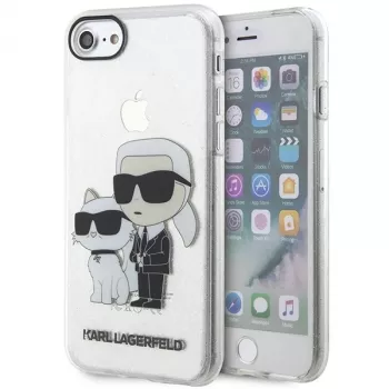 Karl Lagerfeld KLHCI8HNKCTGT iPhone 7/8/SE 2020 / SE 2022 Skaidrus kietas dėklas su blizgučiais Karl & Choupette