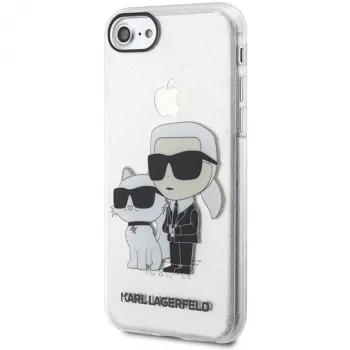 Karl Lagerfeld KLHCI8HNKCTGT iPhone 7/8/SE 2020 / SE 2022 Skaidrus kietas dėklas su blizgučiais Karl & Choupette