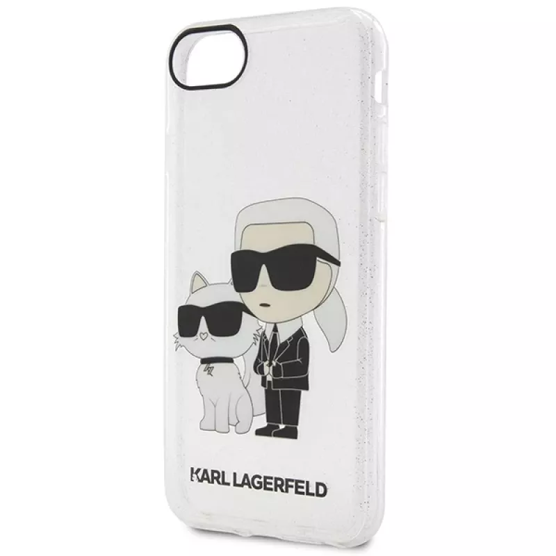 Karl Lagerfeld KLHCI8HNKCTGT iPhone 7/8/SE 2020 / SE 2022 Skaidrus kietas dėklas su blizgučiais Karl & Choupette