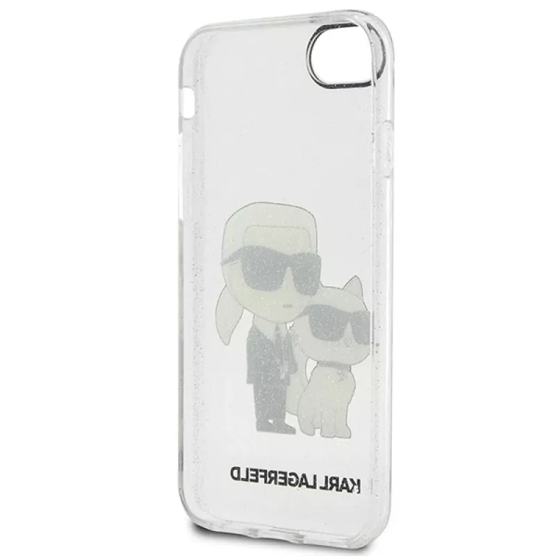 Karl Lagerfeld KLHCI8HNKCTGT iPhone 7/8/SE 2020 / SE 2022 Skaidrus kietas dėklas su blizgučiais Karl & Choupette