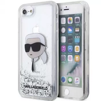 Karl Lagerfeld KLHCI8LNKHCH Hardcase Glitter Karl Head, sidabrinė, skirta iPhone 7/8/SE 2020/SE 2022