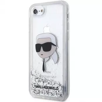 Karl Lagerfeld KLHCI8LNKHCH Hardcase Glitter Karl Head, sidabrinė, skirta iPhone 7/8/SE 2020/SE 2022