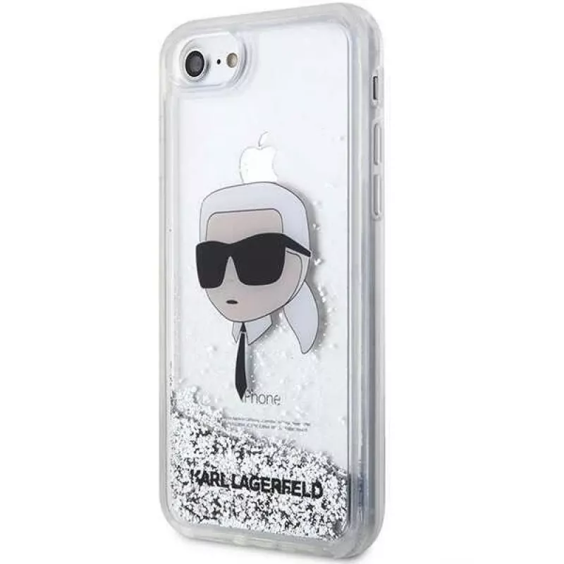 Karl Lagerfeld KLHCI8LNKHCH Hardcase Glitter Karl Head, sidabrinė, skirta iPhone 7/8/SE 2020/SE 2022