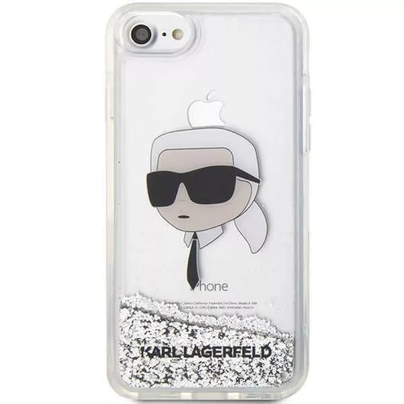 Karl Lagerfeld KLHCI8LNKHCH Hardcase Glitter Karl Head, sidabrinė, skirta iPhone 7/8/SE 2020/SE 2022