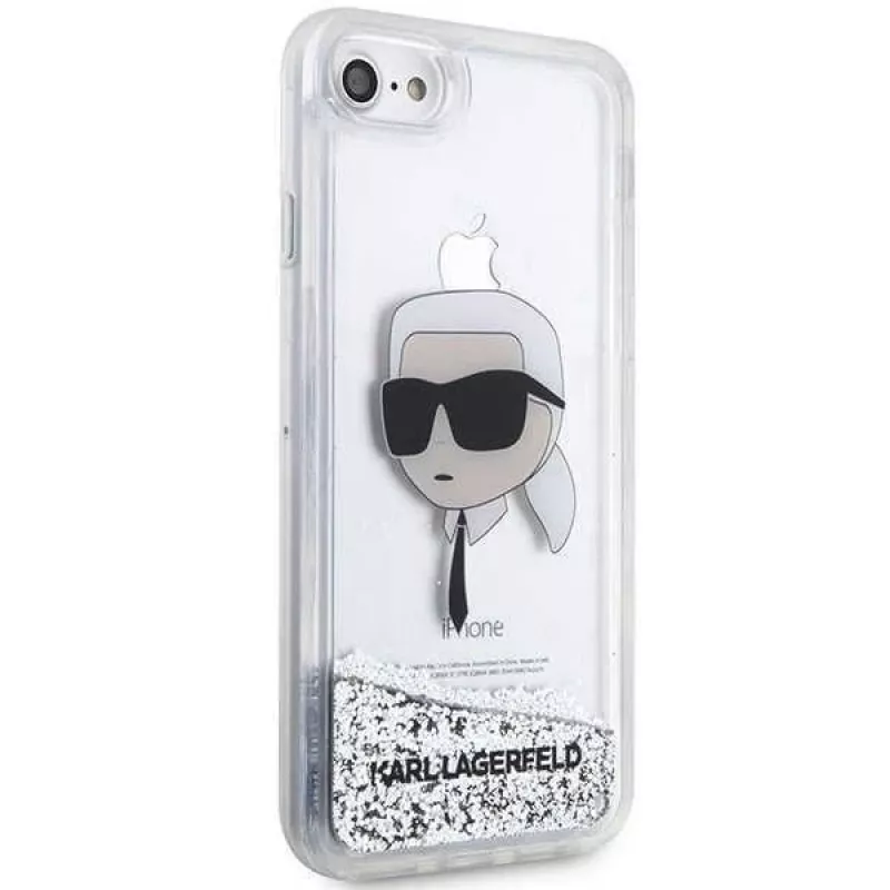 Karl Lagerfeld KLHCI8LNKHCH Hardcase Glitter Karl Head, sidabrinė, skirta iPhone 7/8/SE 2020/SE 2022