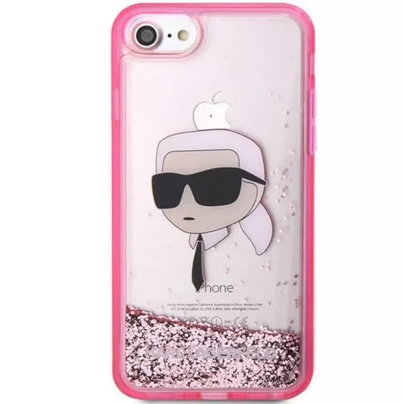 Karl Lagerfeld KLHCI8LNKHCP Hardcase Glitter Karl Head, skirtas iPhone 7/8/SE 2020/SE 2022, rožinė