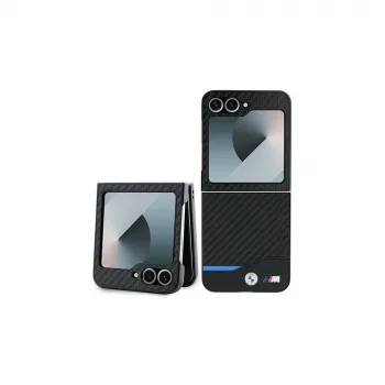 BMW Hardcase Carbon Blue Line, skirta Samsung Galaxy Z Flip6 / Z Flip7 FE - Juoda