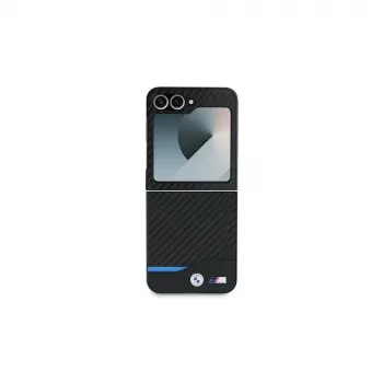 BMW Hardcase Carbon Blue Line, skirta Samsung Galaxy Z Flip6 / Z Flip7 FE - Juoda