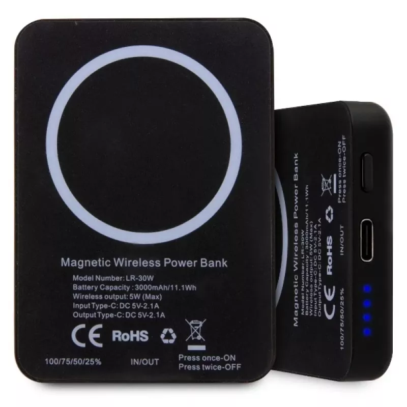 Karl Lagerfeld Ikonik MagSafe belaidis power bank 3000mAh juodas