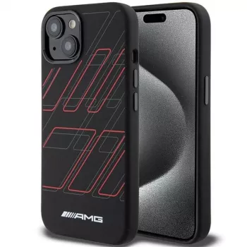 AMG AMHMP15S23SSPK Hardcase Silicone Large Rhombuses Pattern MagSafe for iPhone 15/14/13 6.1 Black