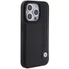 BMW BMHCP15X22RBDK Hardcase Leather Blue Dots dėklas, skirtas iPhone 15 Pro Max 6,7 colio, juodas