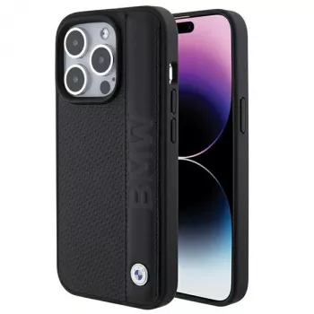 BMW M Collection iPhone 15 Pro Max 6,7 inch Black Hardcase Leather Textured & Stripe