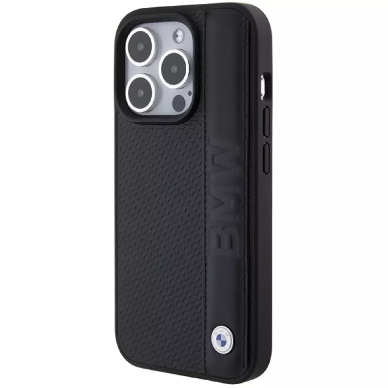 BMW M Collection iPhone 15 Pro Max 6,7 inch Black Hardcase Leather Textured & Stripe