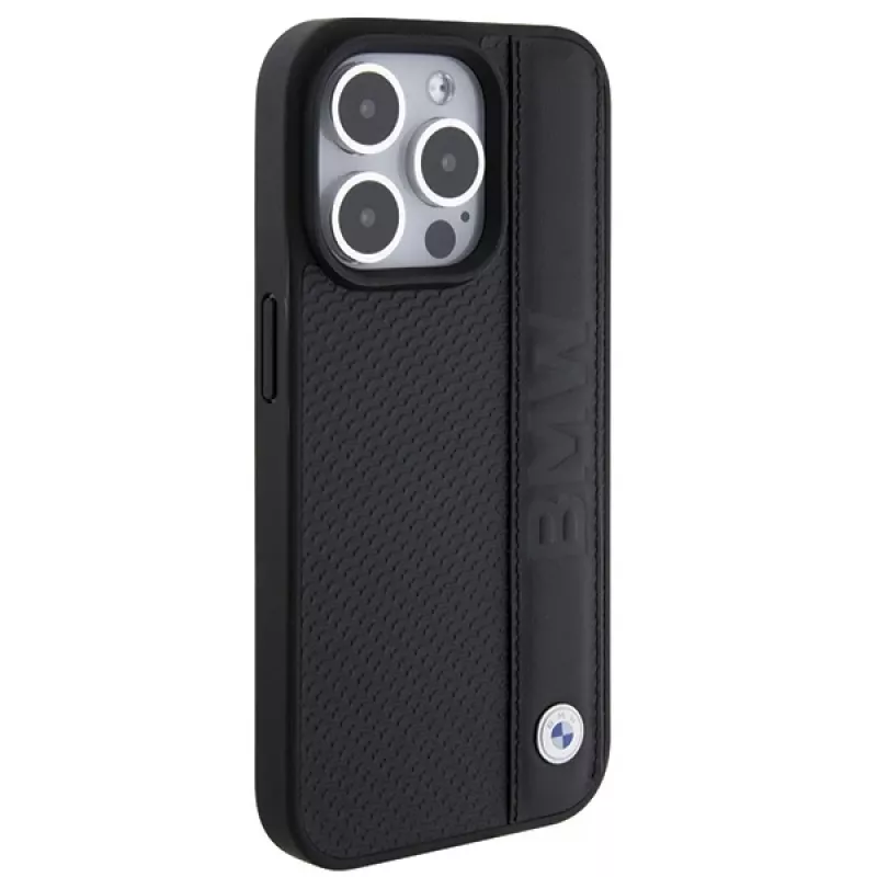 BMW M Collection iPhone 15 Pro Max 6,7 inch Black Hardcase Leather Textured & Stripe