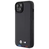 BMW M Collection Leather Stamp Back Cover for iPhone 15 Plus / 14 Plus 6,7 inch - Black Tricolor