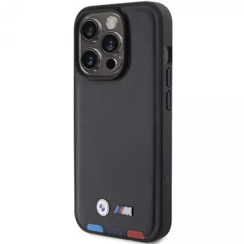 BMW Leather Stamp Tricolor Case, iPhone 15 Pro 6,1 inch, juoda
