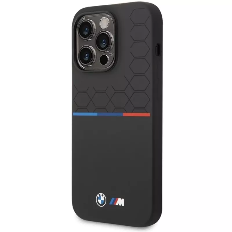 BMW Silicone Pattern Case, skirta Apple iPhone 15 Pro 6,1 colio, juoda