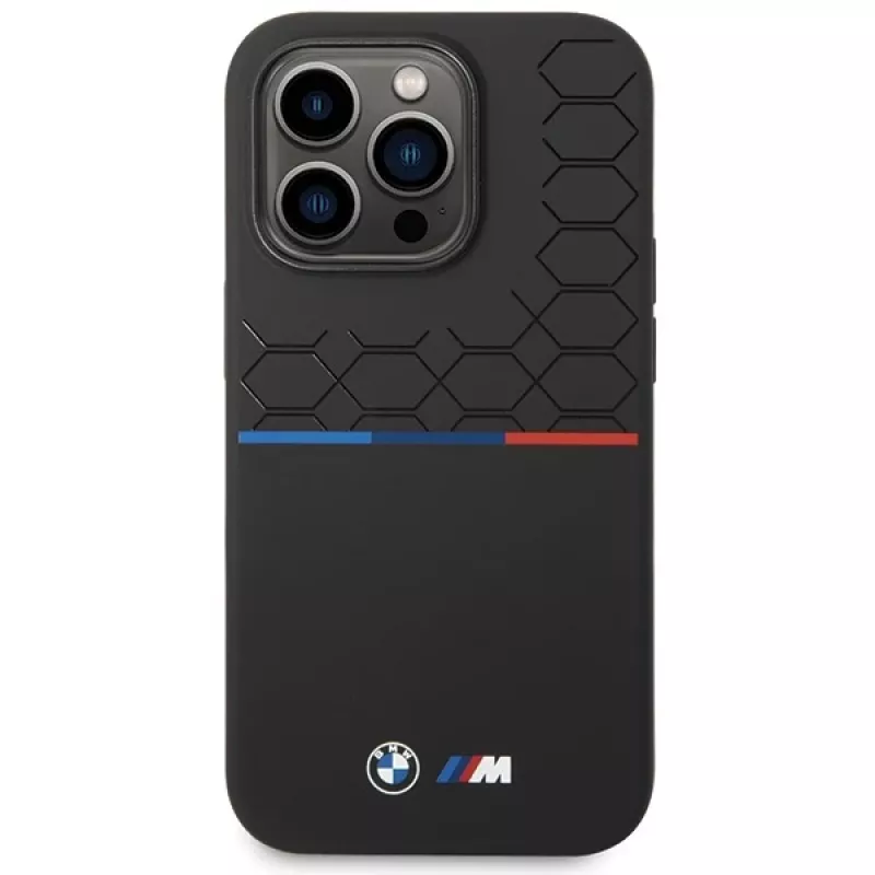 BMW Silicone Pattern Case, skirta Apple iPhone 15 Pro 6,1 colio, juoda