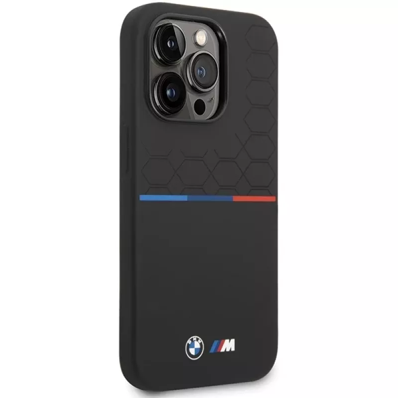BMW Silicone Pattern Case, skirta Apple iPhone 15 Pro 6,1 colio, juoda