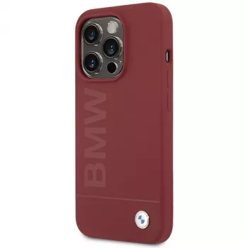 BMW M Collection Silicone Hard Case su MagSafe, skirta Apple iPhone 15 Pro 6,1 inch Raudona su dideliu logotipu