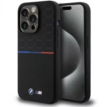 BMW M Silicone Pattern MagSafe Hard Case, skirta Apple iPhone 15 Pro 6,1 inch - Juoda