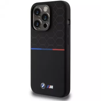 BMW M Silicone Pattern MagSafe Hard Case, skirta Apple iPhone 15 Pro 6,1 inch - Juoda