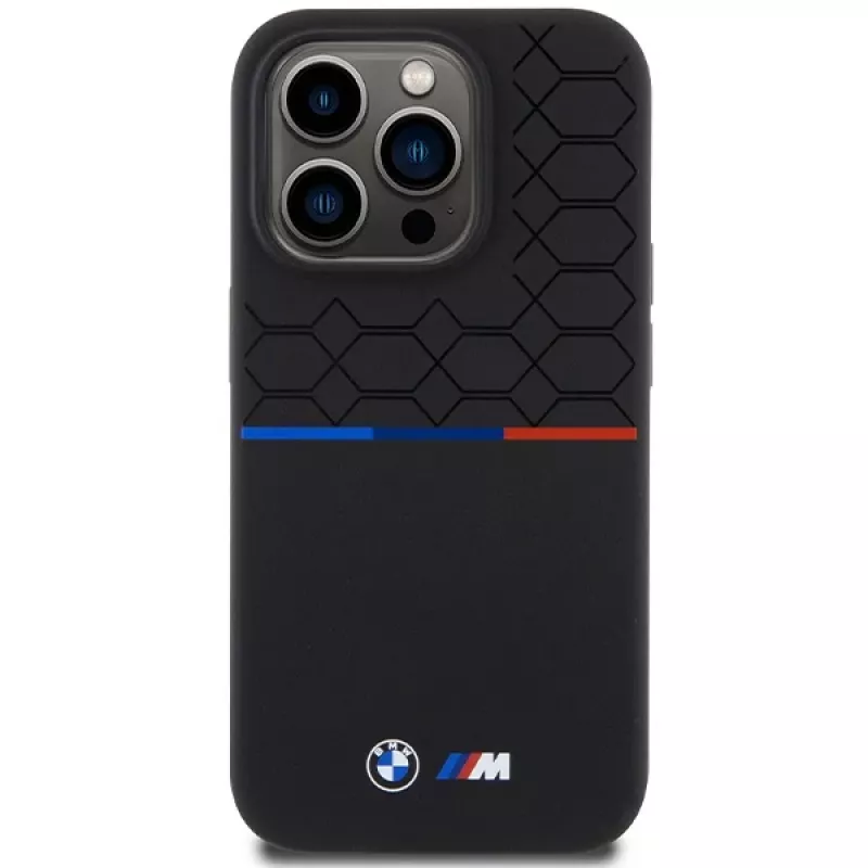 BMW M Silicone Pattern MagSafe Hard Case, skirta Apple iPhone 15 Pro 6,1 inch - Juoda