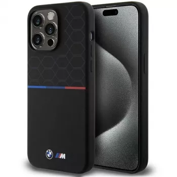 BMW M Silicone Pattern MagSafe Hard Case, iPhone 15 Pro Max 6,7 inch juoda