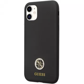 Guess GUHCN614DGPK Hardcase Silicone Logo Strass 4G Back Cover for Apple iPhone 11 / Xr 6,1 inch Black