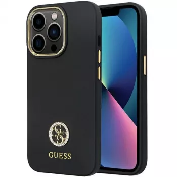 Guess GUHCP13LM4DGPK iPhone 13 Pro / 13 Hardcase Silicone Logo Strass 4G Black
