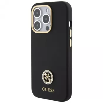 Guess GUHCP15XM4DGPK Hardcase Silicone Logo Strass 4G Back Cover for Apple iPhone 15 Pro Max 6,7 inch Black
