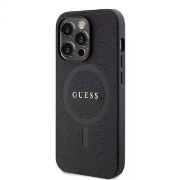 GUESS Saffiano PU Dėklas su MagSafe iPhone 15 Pro Juodas