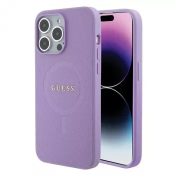 Guess GUHMP15LPSAHMCU Saffiano MagSafe Hard Case, skirtas Apple iPhone 15 Pro 6,1 inch, violetinė
