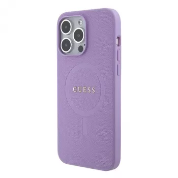 Guess GUHMP15LPSAHMCU Saffiano MagSafe Hard Case, skirtas Apple iPhone 15 Pro 6,1 inch, violetinė