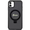 Guess GUHMN61HRSGSK iPhone 11 / XR 6.1 Black Hardcase Ring Stand Script Glitter MagSafe