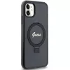 Guess GUHMN61HRSGSK iPhone 11 / XR 6.1 Black Hardcase Ring Stand Script Glitter MagSafe