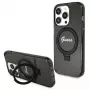 Guess GUHMP13XHRSGSK iPhone 13 Pro Max 6,7 inch Black Hardcase Ring Stand Script Glitter MagSafe