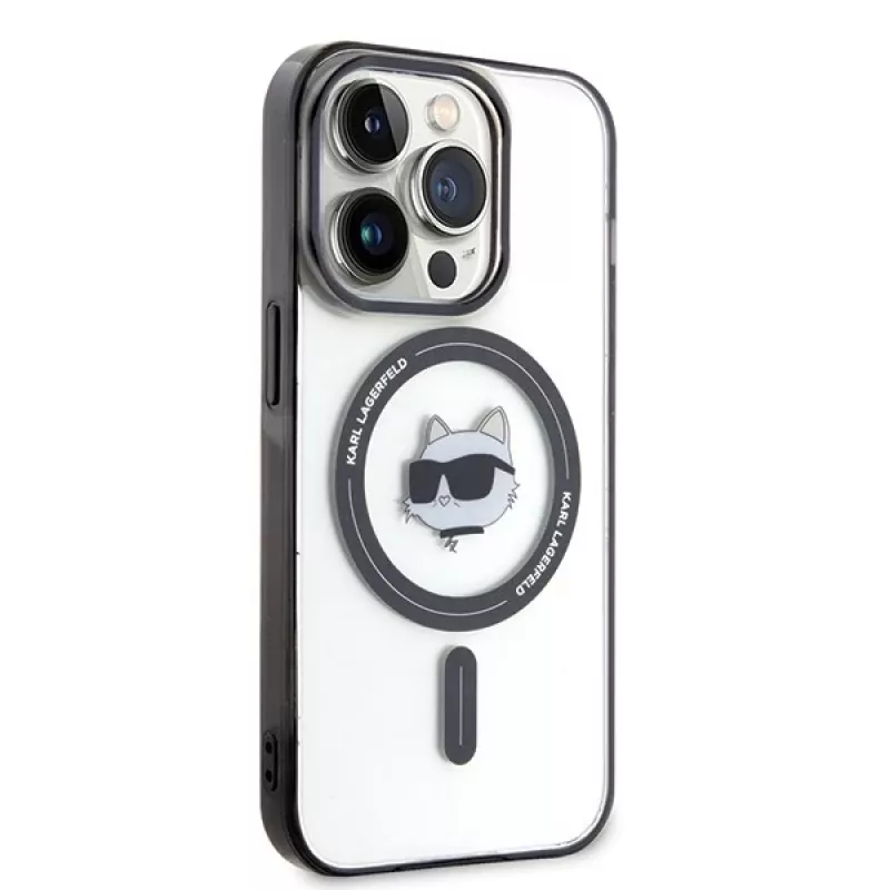 Karl Lagerfeld KLHMP15LHCHNOTK iPhone 15 Pro 6,1 inch Transparent Hard Case IML Choupette Head MagSafe
