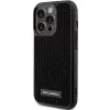 Karl Lagerfeld KLHCP15LHDSPLK Kietas dėklas, skirtas iPhone 15 Pro 6,1 colio, juodas, su cirkonio logotipu ir metaline plokštele