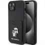 Karl Lagerfeld KLHCP15SSAPKCNPK iPhone 15 / 14 / 13 6.1 Black Hardcase Saffiano Cardslot Karl & Choupette Metal Pin