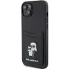Karl Lagerfeld KLHCP15SSAPKCNPK iPhone 15 / 14 / 13 6.1 Black Hardcase Saffiano Cardslot Karl & Choupette Metal Pin