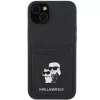 Karl Lagerfeld KLHCP15SSAPKCNPK iPhone 15 / 14 / 13 6.1 Black Hardcase Saffiano Cardslot Karl & Choupette Metal Pin