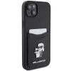 Karl Lagerfeld KLHCP15SSAPKCNPK iPhone 15 / 14 / 13 6.1 Black Hardcase Saffiano Cardslot Karl & Choupette Metal Pin