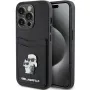 Karl Lagerfeld KLHCP15LSAPKCNPK iPhone 15 Pro 6.1 Black Hardcase Saffiano Cardslot Karl & Choupette Metal Pin