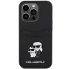 Karl Lagerfeld KLHCP15LSAPKCNPK iPhone 15 Pro 6.1 Black Hardcase Saffiano Cardslot Karl & Choupette Metal Pin